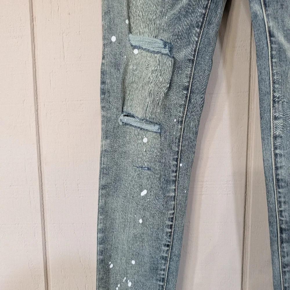 Purple Brand P001 Paint Splatter Distressed Skinny Jeans Mens 28